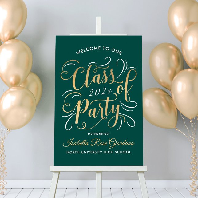 Class of 2026 Gold Green Graduation Party Welcome Foam Board (Creator Uploaded)