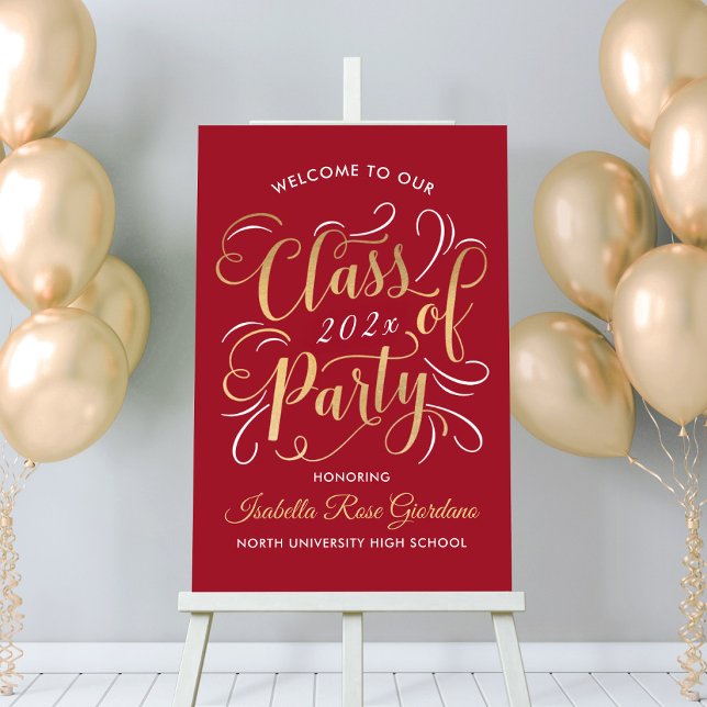 Class of 2026 Gold Red Graduation Party Welcome Foam Board (Creator Uploaded)