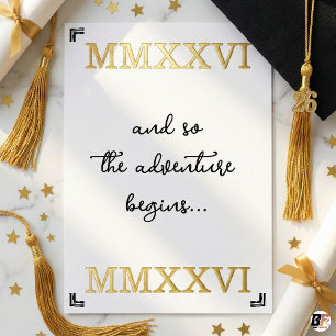 Class of 2026 Gold Roman Numeral Adventure Begins  Foil Invitation