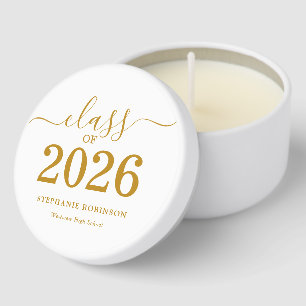 Class of 2026 Gold Script Graduation Mini Candle Favors
