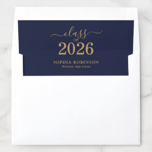 Class of 2026 Gold Script Typography Graduation Envelope Liner