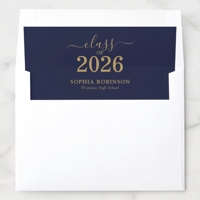 Class of 2026 Gold Script Typography Graduation  Envelope Liner (In Envelope)