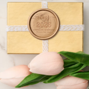 Class of 2026 Gold Script Typography Graduation  Wax Seal Sticker