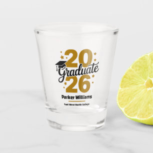 Class of 2026 Grad Cap   Graduate Dark Gold Shot Glass