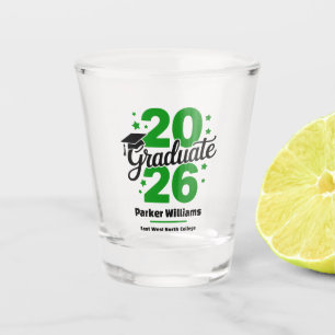 Class of 2026 Grad Cap   Graduate Green Shot Glass