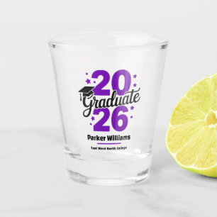 Class of 2026 Grad Cap   Graduate Purple  Shot Glass