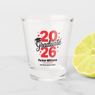 Class of 2026 Grad Cap   Graduate Red Shot Glass
