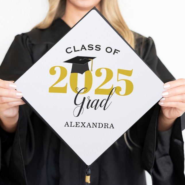 Class of 2026 Grad Gold and Black Graduation Cap Topper (Creator Uploaded)