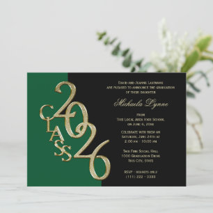 Class of 2026 Grad Gold Black with Color Option Invitation