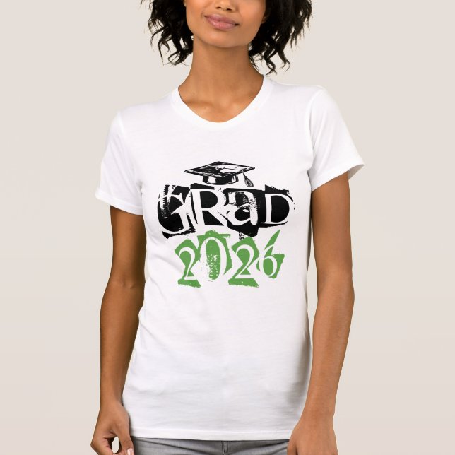 Class of 2026 grad grunge green text graduation T-Shirt (Front)