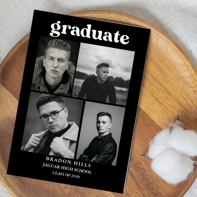 CLass of  2026 Grad Party  Graduation black white Invitation (Creator Uploaded)