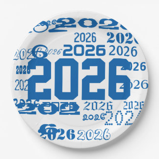 Class Of 2026 Grad Pattern Graduation Year Paper Plates