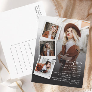 Class of 2026 Grad Photo Collage Script Graduation Invitation Postcard