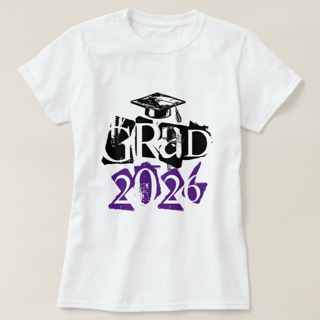 Class of 2026 grad purple typography graduation T-Shirt (Design Front)