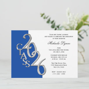 Class of 2026 Grad Silver with Color Option Invitation