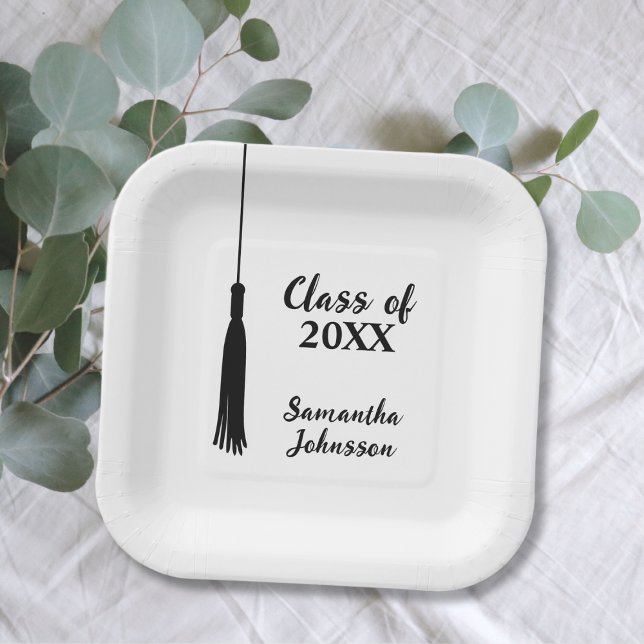 Class of 2026 Grad Tassel Personalized Graduation  Paper Plates (Class of 2024 Grad Tassel Personalized Graduation Paper Plates)