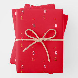 Class of 2026 Grad's Name Red Black White Gold Wrapping Paper Sheets
