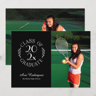 Class of 2026 Graduate 2 Photo Black Graduation Announcement