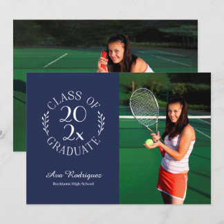 Class of 2026 Graduate 2 Photo Navy Graduation Announcement