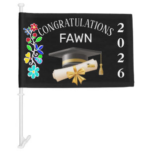 Class of 2026 Graduate Anishinaabe Graduation Cap Car Flag