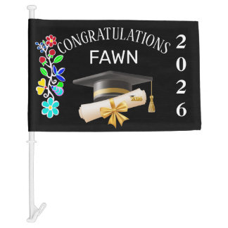 Class of 2026 Graduate Anishinaabe Graduation Cap  Car Flag
