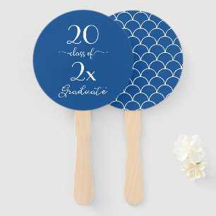 Class Of 2026 Graduate Blue White Pattern Hand Fan