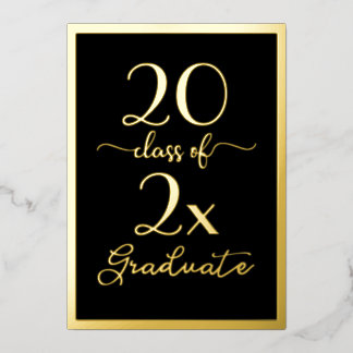 Class Of 2026 Graduate Chic Black Gold Script Foil Invitation