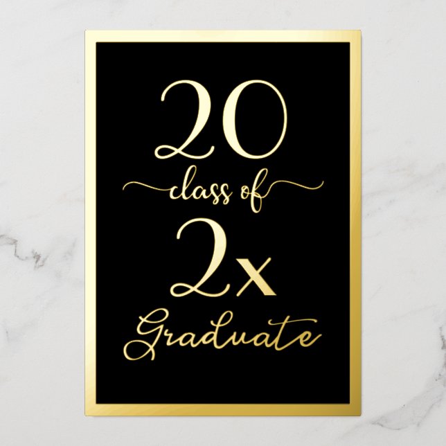 Class Of 2026 Graduate Chic Black Gold Script Foil Invitation (Front)
