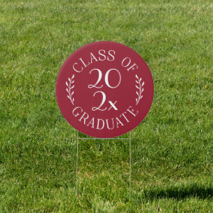Class of 2026 Graduate Chic Burgundy White Emblem Sign