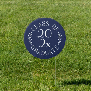 Class of 2026 Graduate Chic Navy Blue White Emblem Sign
