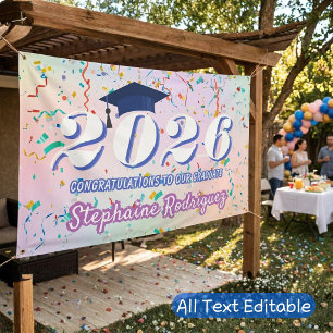 Class of 2026 Graduate Confetti Fun Graduation Cap Banner