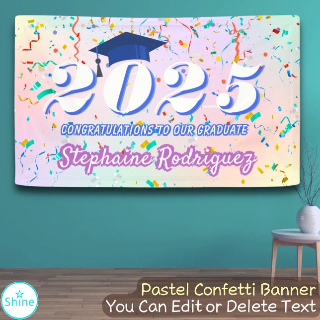 Class of 2026 Graduate Confetti Fun Graduation Cap Banner (Creator Uploaded)