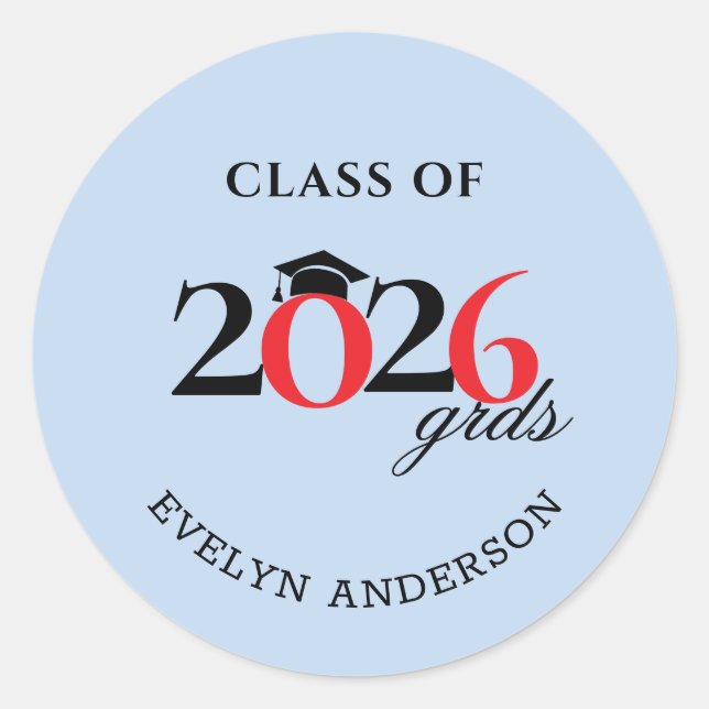 Class of 2026 Graduate Hershey's Candy Favors Classic Round Sticker (Front)