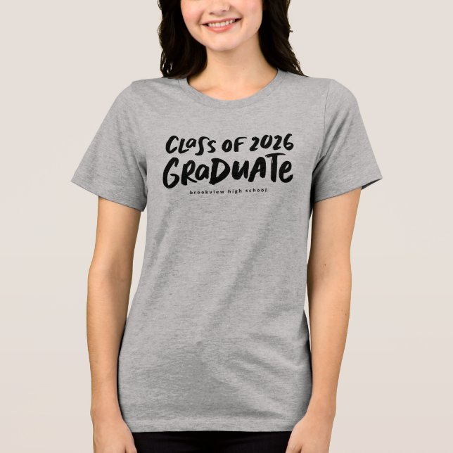 Class of 2026 graduate modern black graduation Tri-Blend shirt (Front)