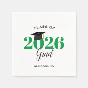 Class of 2026 Graduate Modern Green Napkins