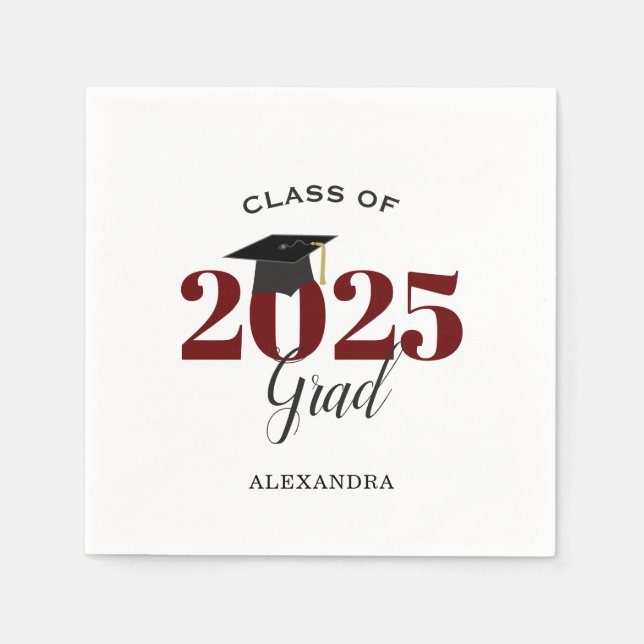 Class of 2026 Graduate Modern Maroon Napkins (Front)