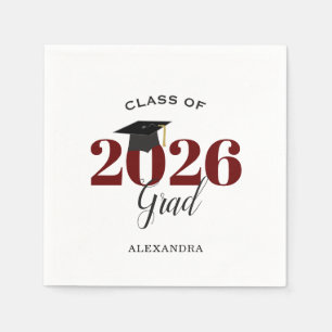 Class of 2026 Graduate Modern Maroon Napkins
