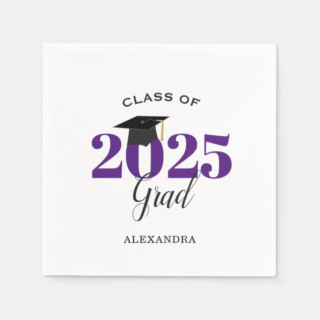 Class of 2026 Graduate Modern Purple Napkins (Front)