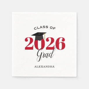 Class of 2026 Graduate Modern Red Napkins