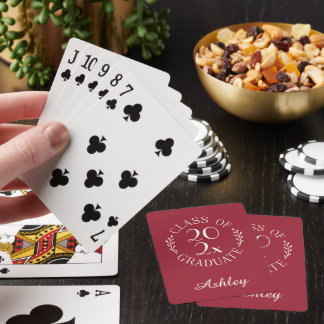 Class of 2026 Graduate Name Chic Burgundy Red Poker Cards