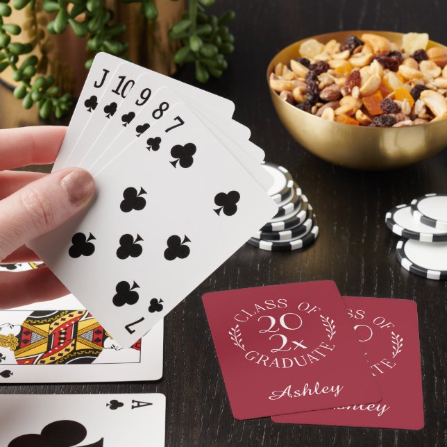 Class of 2026 Graduate Name Chic Burgundy Red Poker Cards (In Situ)