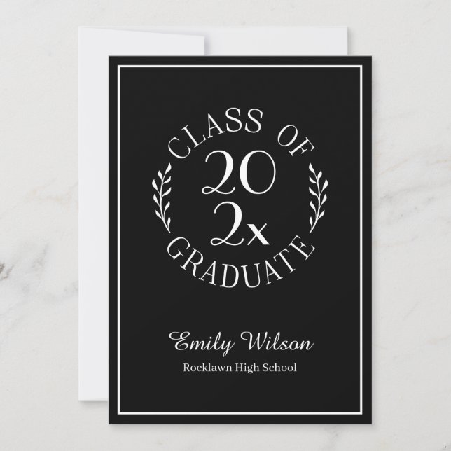 Class of 2026 Graduate Name Chic Emblem Black Announcement (Front)