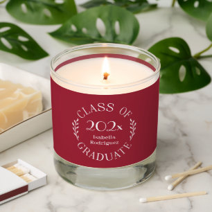 Class of 2026 Graduate Name Elegant Burgundy Scented Candle