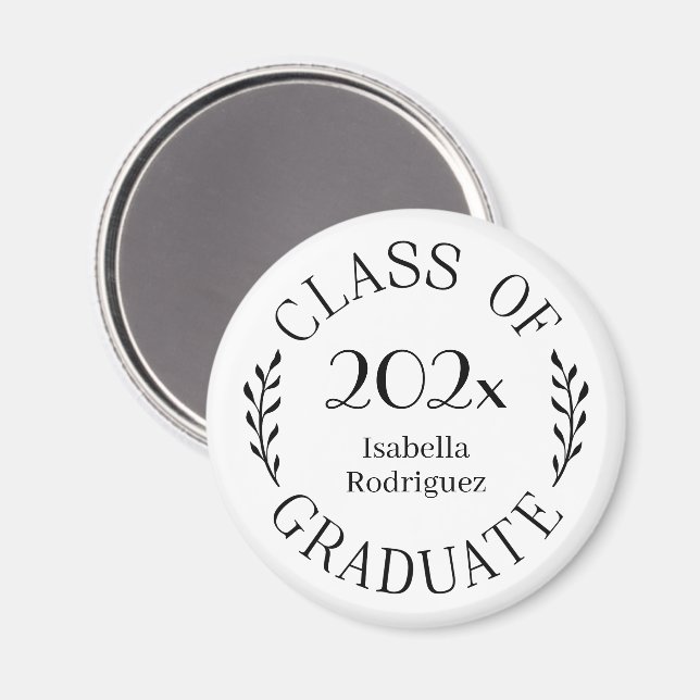 Class of 2026 Graduate Name Elegant Typography Magnet (Front/Back)