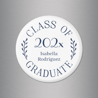 Class of 2026 Graduate Name Navy Blue Typography Magnet