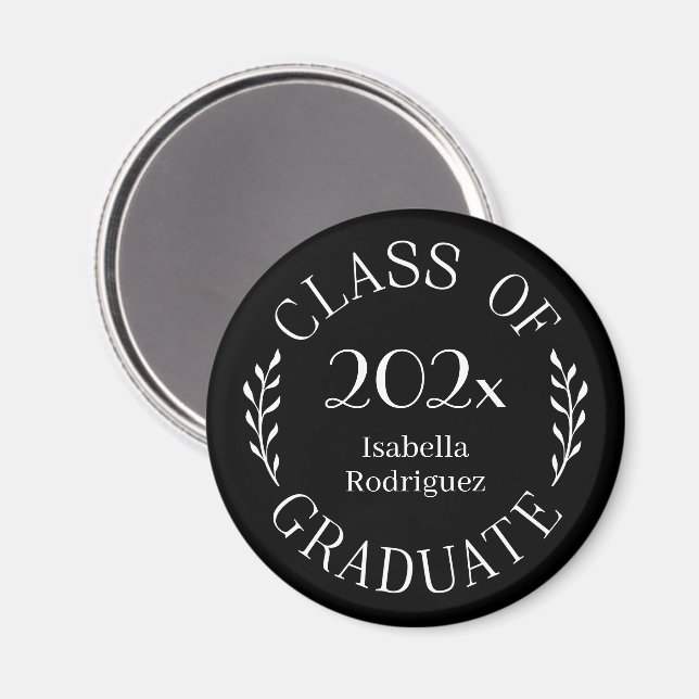 Class of 2026 Graduate Name Typography Black Magnet (Front/Back)