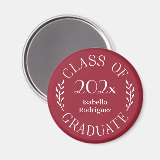 Class of 2026 Graduate Name Typography Burgundy Magnet