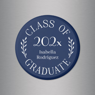 Class of 2026 Graduate Name Typography Navy Blue Magnet