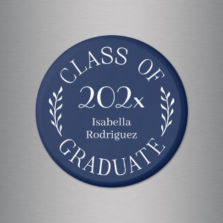 Class of 2026 Graduate Name Typography Navy Blue Magnet