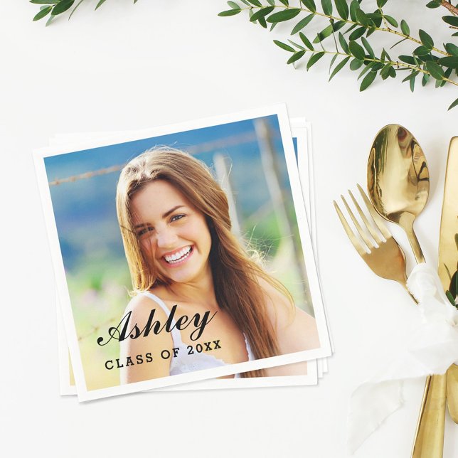 Class of 2026 Graduate Personalized Photo Paper Napkins (Creator Uploaded)